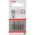 Bosch Square Extra Hard Screwdriver Bit R1 Square 25mm Pack of 3