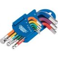 Draper 9 piece Metric Coloured Short Arm Hex Key Set