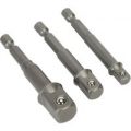 Sealey 3 Piece 1/4″ Hex Shank Square Drive Socket Adaptor Set