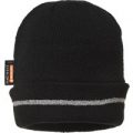 Portwest Reflective Trim Knit Hat Black One Size