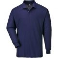 Portwest Mens Genoa Long Sleeved Polo Shirt Navy XS