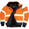 Oxford Weave 300D Class 3 Hi Vis Contrast BomberJacket Orange / Navy 5XL