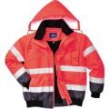 Oxford Weave 300D Class 3 Hi Vis Contrast BomberJacket Red / Navy M