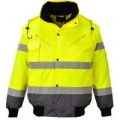 Oxford Weave 300D Class 3 Hi Vis Contrast BomberJacket Yellow / Grey 3XL