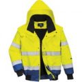 Oxford Weave 300D Class 3 Hi Vis Contrast BomberJacket Yellow / Royal Blue L