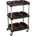 Sealey 3 Shelf Composite Trolley with Parts Storage Black / Red