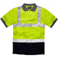 Dickies Mens Two Tone Hi Vis Polo Shirt Yellow / Navy 2XL