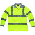 Dickies Mens High Vis Long Sleeve Polo Shirt Yellow 2XL