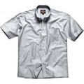 Dickies Mens Oxford Weave Short Sleeve Shirt Silver Grey Size 17