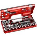 Facom 25 Piece 1/2″ Drive Extendable Ratchet & Socket Set Metric in Detection Box 1/2″