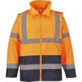 Classic Hi-Vis Contrast Rain Jacket Orange / Navy S