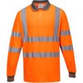 Portwest Class 3 Hi Vis Cotton Comfort Long Sleeved Polo Shirt Orange XL