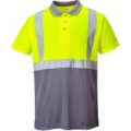 Portwest Mens Two Tone Class 1 Hi Vis Polo Shirt Yellow / Grey S