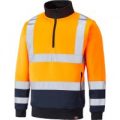 Dickies High Vis Quarter Zip Sweatshirt Orange / Navy M